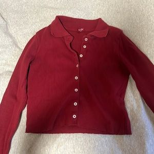 Brandy Melville long sleeved collared button up shirt, burgundy